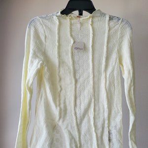 FREE PEOPLE Women's Lula Patchwork Top In Gardenia Size M